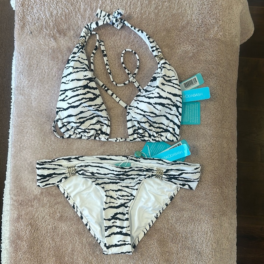 melissa Odabash bikini new with tags.  top/Bottom tiger print, black and white